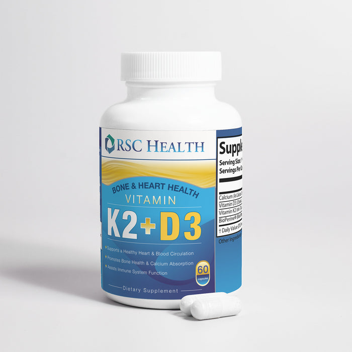 RSC Health Bone & Heart Support - Fortified Vitamin D3 & K2 Blend